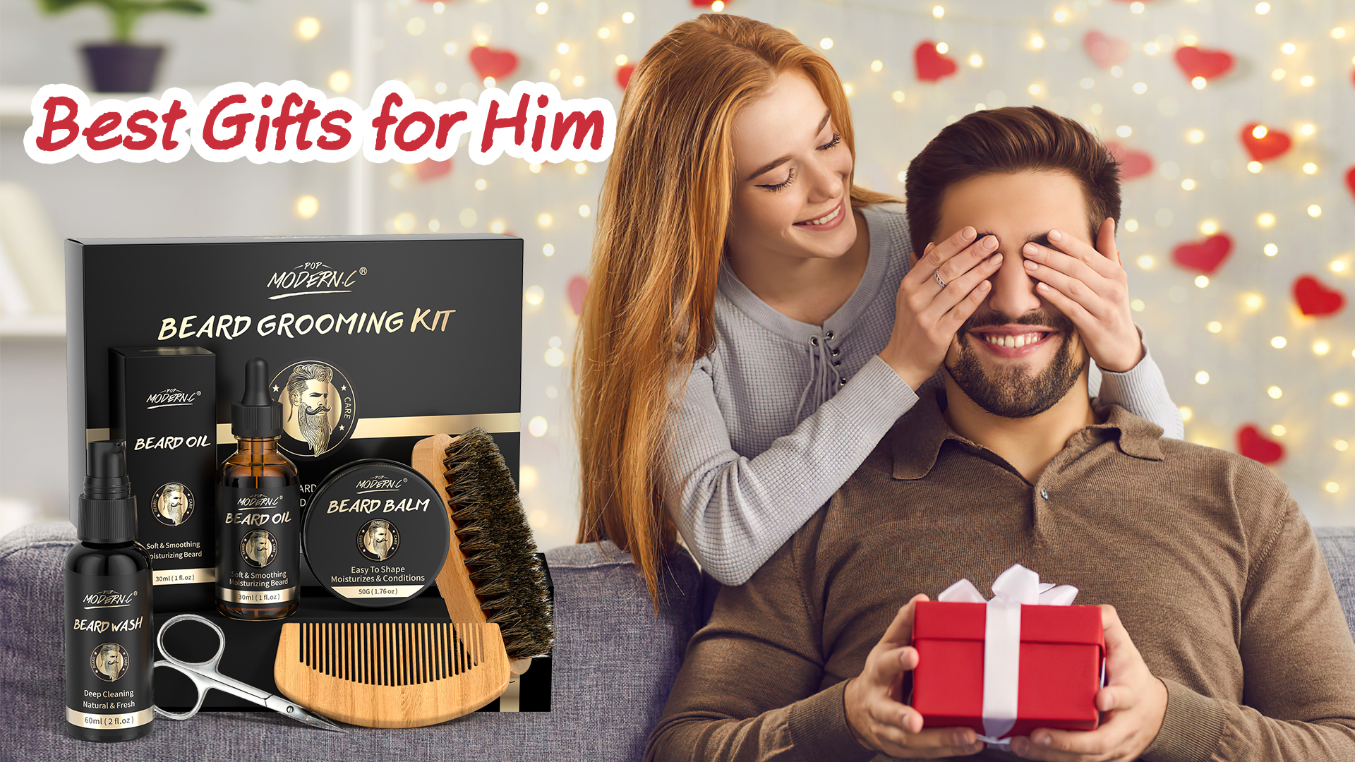 Amazon.com : POP MODERN.C Beard Growth Kit Beard Grooming Kit 6pcs